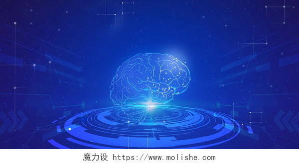 蓝色科技大脑展板背景